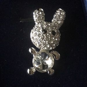 Swarovski crystal studded rabbit brooch